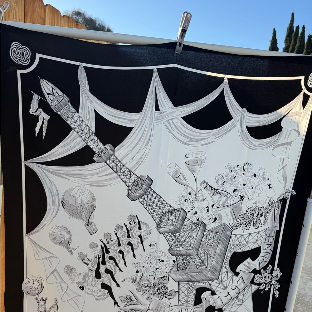 Vintage Dana Buchman “Bonne Annee 1997” silk Scarf - Picture 5 of 10